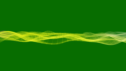 abstract background with glowing particles and wave lines	