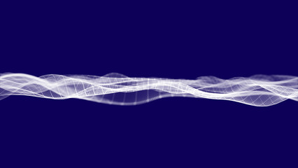 abstract background with glowing particles and wave lines	