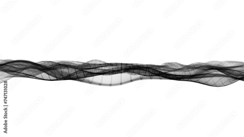 Poster abstract futuristic wave background with particles, slow motion glowing particles on white backgroun