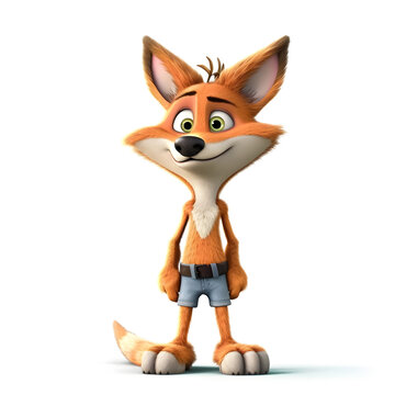 photo 3d cartoon character of Coyote animal