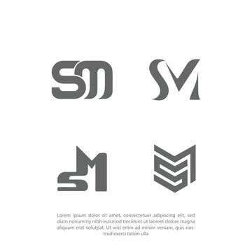 MS SM initial letters looping linked  logo MS Logo Design Template Vector Graphic Branding Element.