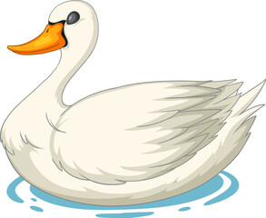 Obraz premium Vector illustration of a white swan floating calmly
