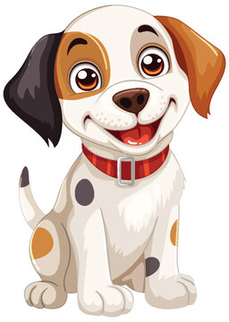 Vector illustration of a cheerful, spotted dog