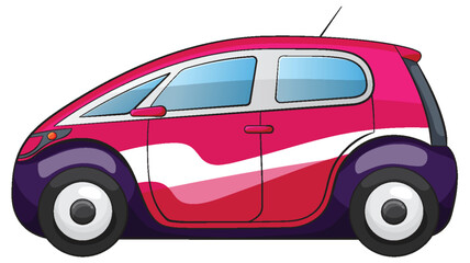 Vibrant pink and purple compact car design