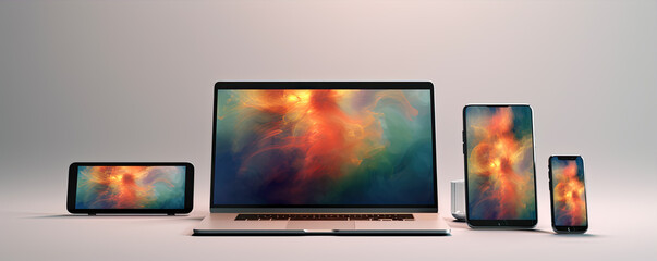 Smartphone and Laptop Mockup on colord background