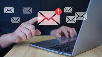 Email Inbox Alert and Spam Virus with Internet Mail Security Protection Alert Warning Spam and Junk...
