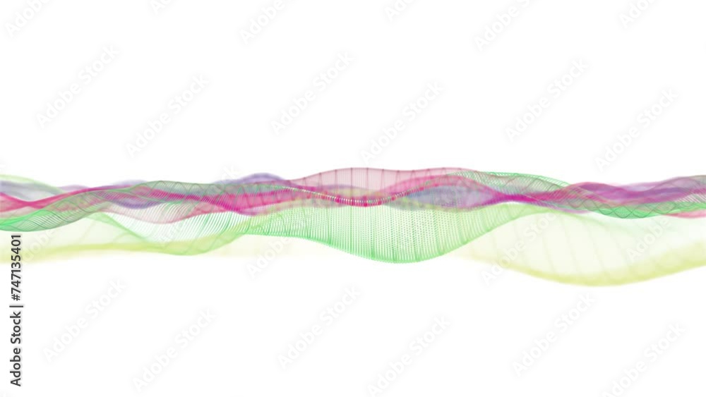 Poster abstract motion background of shining particles. digital signature with wave particles