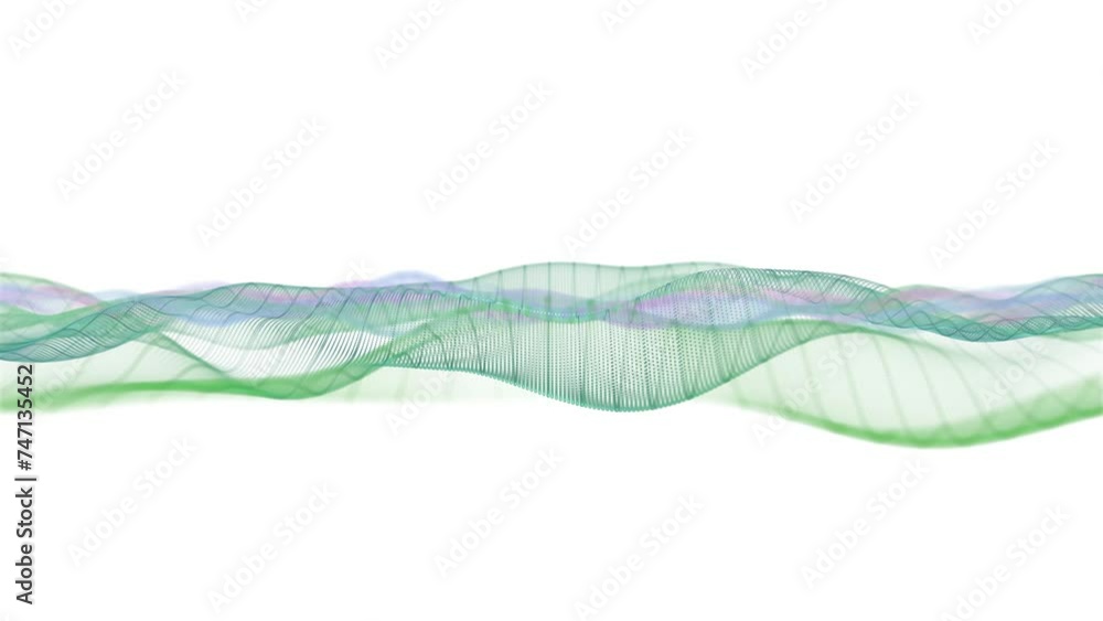 Poster abstract motion background of shining particles. digital signature with wave particles