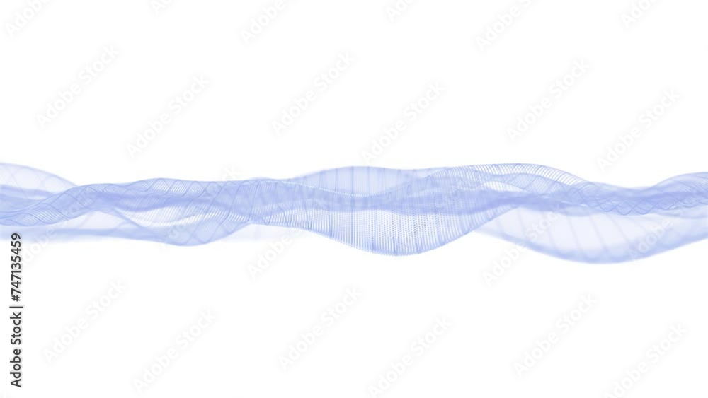 Poster abstract motion background of shining particles. digital signature with wave particles