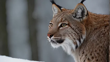 Fotobehang lynx in the snow © woodbe