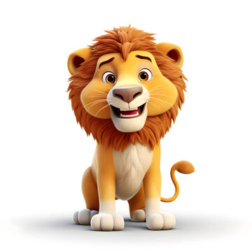 3d cartoon character of lion animal 