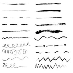 Obraz premium Black set of strokes, brush, underline, notes