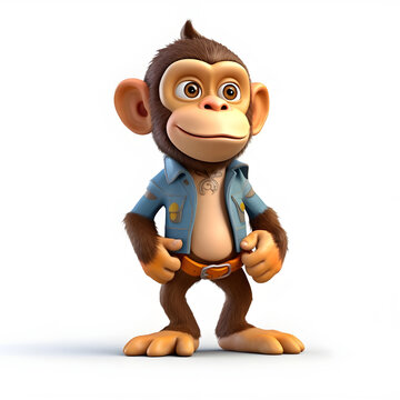 animated character of monkey with white background