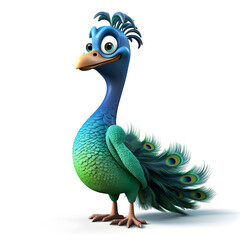 photo 3d cartoon character of peacock