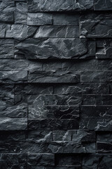 Detailed shot of black stone wall, perfect for architectural projects