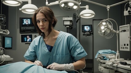 Obraz premium mujer medico en la sala de operaciones