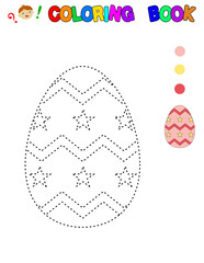Coloring book with a egg.Easter egg.Coloring pages for kids.Educational games. Worksheet.