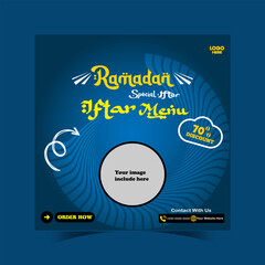 Ramadan special iftar menu food design and social media post template