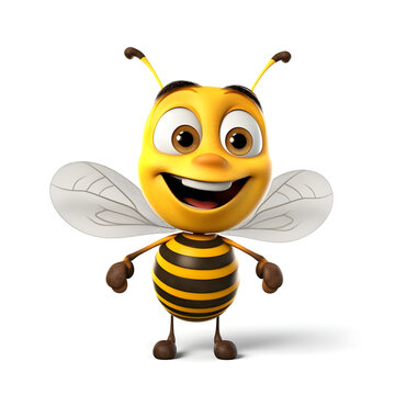 view of 3d cartoon character of honey bee insect