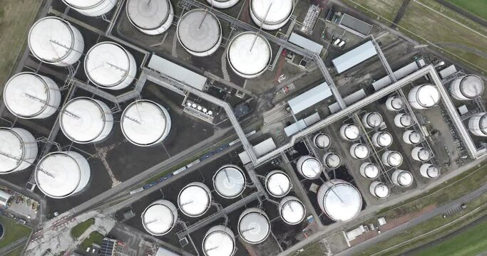 Bulk energy and chemical products are stored in large terminals. Petrochemical energy industry, transportation over sea, rail, road land. Intermodal logistics. Terneuzen liquids storage terminal