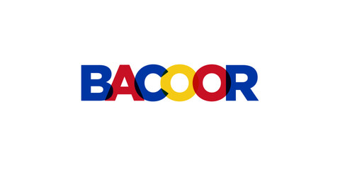 Bacoor in the Philippines emblem. The design features a geometric style, vector illustration with bold typography in a modern font. The graphic slogan lettering.