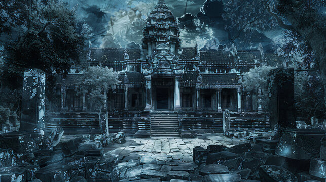Fototapeta Angkor Wat Temple complex view at the main entra