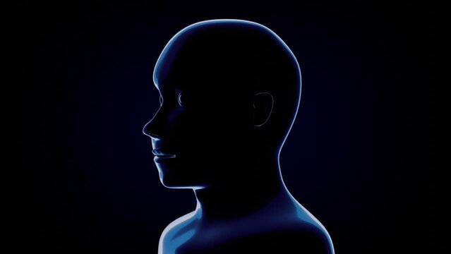 Rotating geometrical man face - 3D 4k animation (3840 x 2160 px)