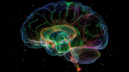 Fototapeta premium Radiant Brain Illustration Highlighting Cognitive Functions