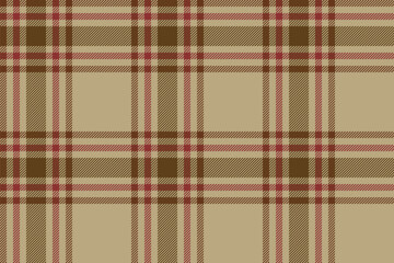 Plaid background, check seamless pattern in beige. Vector fabric texture for textile print, wrapping paper, gift card or wallpaper.