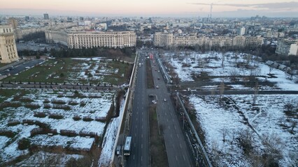 Bucharest in winter, view from above