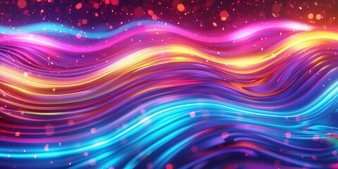 3d render, abstract background with glowing neon lines, fun colorful wallpaper, Generative AI - obrazy, fototapety, plakaty