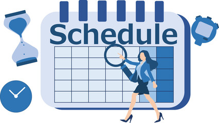 スケジュール管理をする女性実業家のイラスト