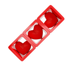 Boxes with hearts isolated on transparent background
