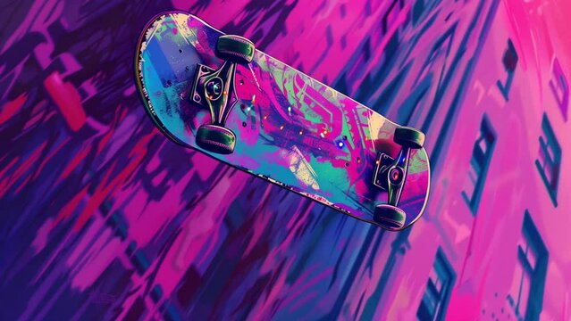 Lofi skateboard for background music. Seamless looping 4k time-lapse animation video background