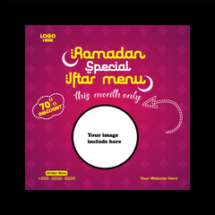 Ramadan special iftar menu food design and social media post template