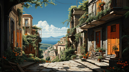 Fototapeta premium Mediterranean style community Close to nature and ornamental plants