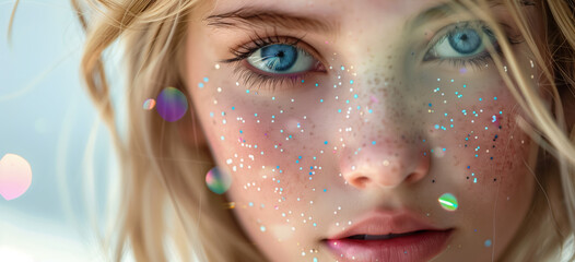 Sparkling youth, sparkling expressions. Sparkling beauty with help of glitter.