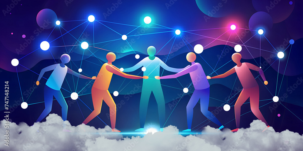 Poster abstract background. colleagues concept of teamwork unity and friendship of work. paper cutting, web