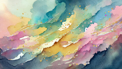 watercolor stains of abstraction in pastel colors on textured paper - obrazy, fototapety, plakaty