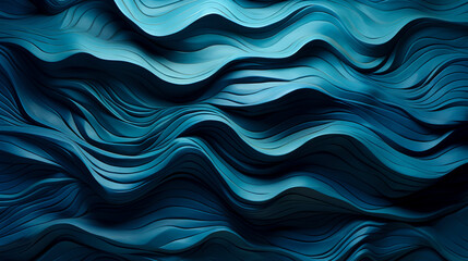 Sculpted Waves of Elegance: Abstract Teal Silk Fabric Design, created with Generative AI technology