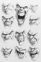 Expressions of Rage: A Series of Furious Faces, Emotional Intensity Study, created with Generative AI technology