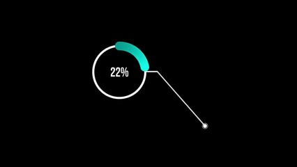 22 percent Call out Pie Chart Animation. Twenty Two percent Glowing Blue Chart on Black and Background. Twenty Two percentage chart for finance, sales, statistics Green Screen Motion Graphics