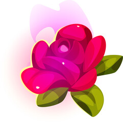 Pink Flower with Leaves