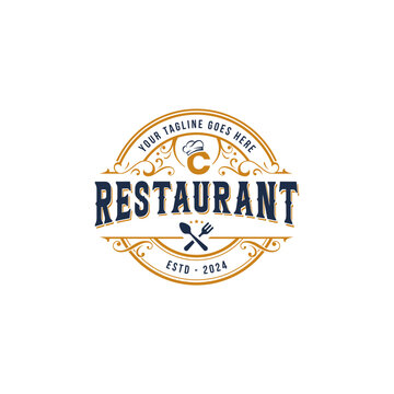 Creative vintage restaurant logo. vector letter C café, restaurant logo