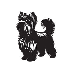 Yorkshire Terrier Silhouette: A Graceful Tribute to the Charm and Elegance of this Beloved Canine Companion. Vector Yorkshire Terrier Silhouette.