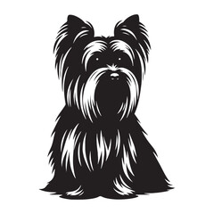 Yorkshire Terrier Silhouette: A Graceful Tribute to the Charm and Elegance of this Beloved Canine Companion. Vector Yorkshire Terrier Silhouette.