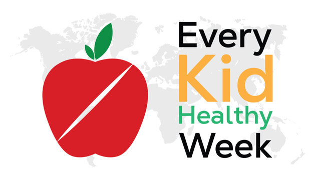 Every kid healthy week observed every year in April. Template for background, banner, card, poster with text inscription.