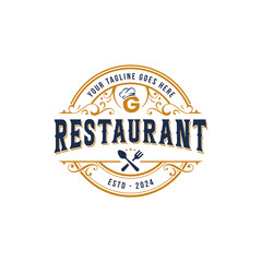 Creative vintage restaurant logo. vector letter G café, restaurant logo