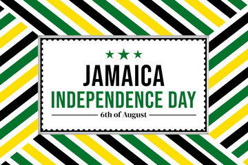 Jamaica Independence Day Wallpaper with colorful shapes and typography in the center. 6th of August is celebrated as Jamaica Independence Day, backdrop'