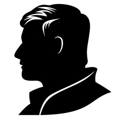 Silhouette of man head for avatars, user profiles. Designed to good fit in square and circle. Vector clipart isolated on white.